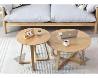 Natural Solid Oak M shape Round Coffee Table and Lamp Table (new arrival)